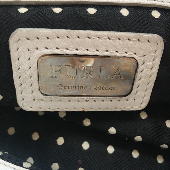 Furla hobo small tote genuine leather purse white - Picture 5 of 11